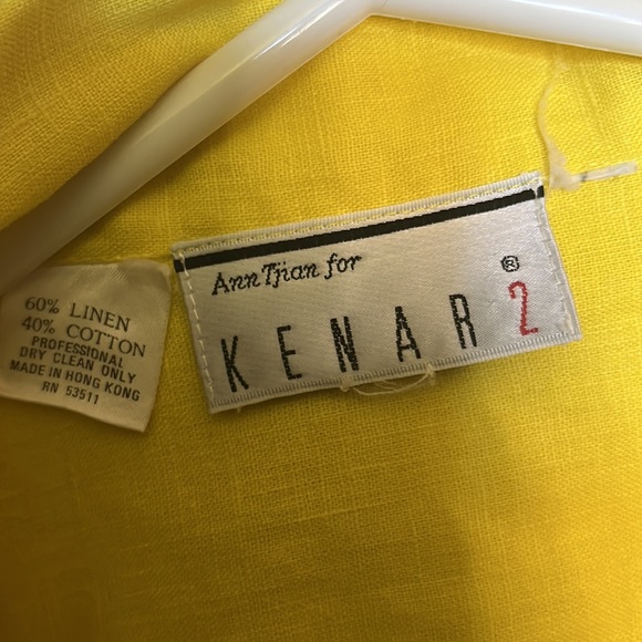 Linen Blend Yellow Dress Belted - Picture 4 of 7